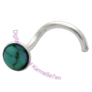 Turquoise - Green - Silver Nose Stud